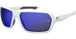 UNDER ARMOUR UA RECON 06HT 7N Sunglasses Matte White Frame Grey Blue Lenses 64mm