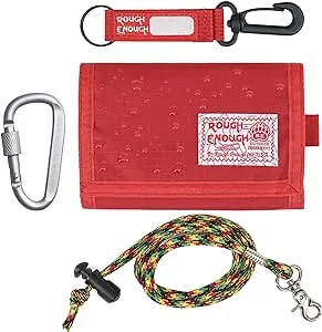 Rough Enough Kids Wallet for Boys Girls Teen Neck Lanyard with Red 