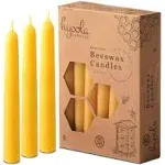 Hyoola Beeswax Taper Candles 12 Pack - Handmade, All Natural, 100% Pure Scented Bee Wax Candle - Tall, Decorative, Golden Yellow - 6 Hour Burn Time