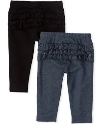 The Children's Place Baby Girls Ruffle Knit Pants 2-Pack