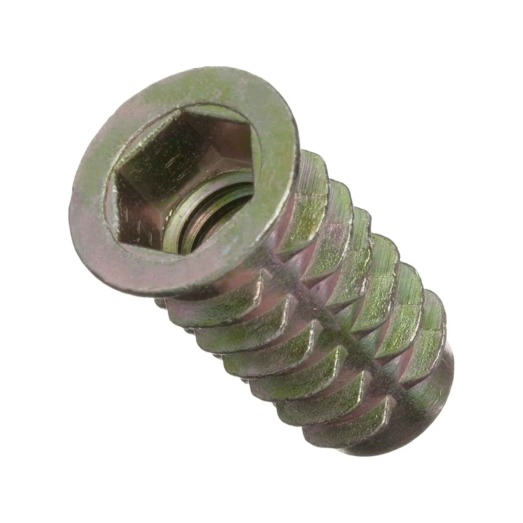 E-z Lok Threaded Insert, Zinc, Hex-flanged, 3/8 -16 Internal