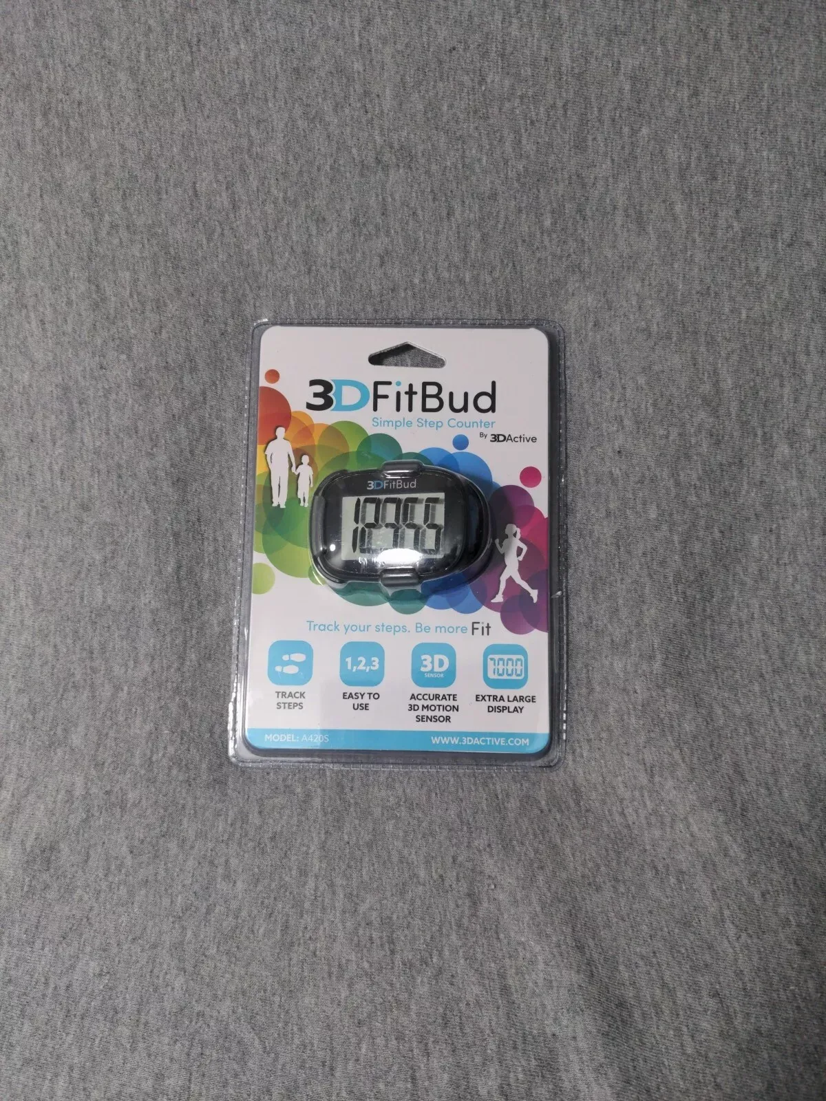 3DFitBud Simple Step Counter Walking 3D Pedometer with Clip and Lanyard A420S