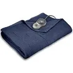 Sunbeam Newport Blue Quilted Twin Fleece Heated Blanket