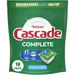 Cascade Complete ActionPacs Dishwasher Detergent Pods - Fresh, 18 ct