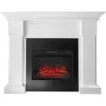 55" White Electric Fireplace with Mantel with Remote Control and Realistic Flame Effects