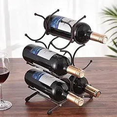 KLGO Wine Rack for Countertop,Wine Storage Shelf for Pantry Cabinet,can Hold 6 Bottles,6 Bottles Countertop Stainless Steel Metal Red Wine Storage