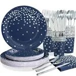 Blue and Silver Party Decorations Blue Plates and Napkins Party Supplies 168P...