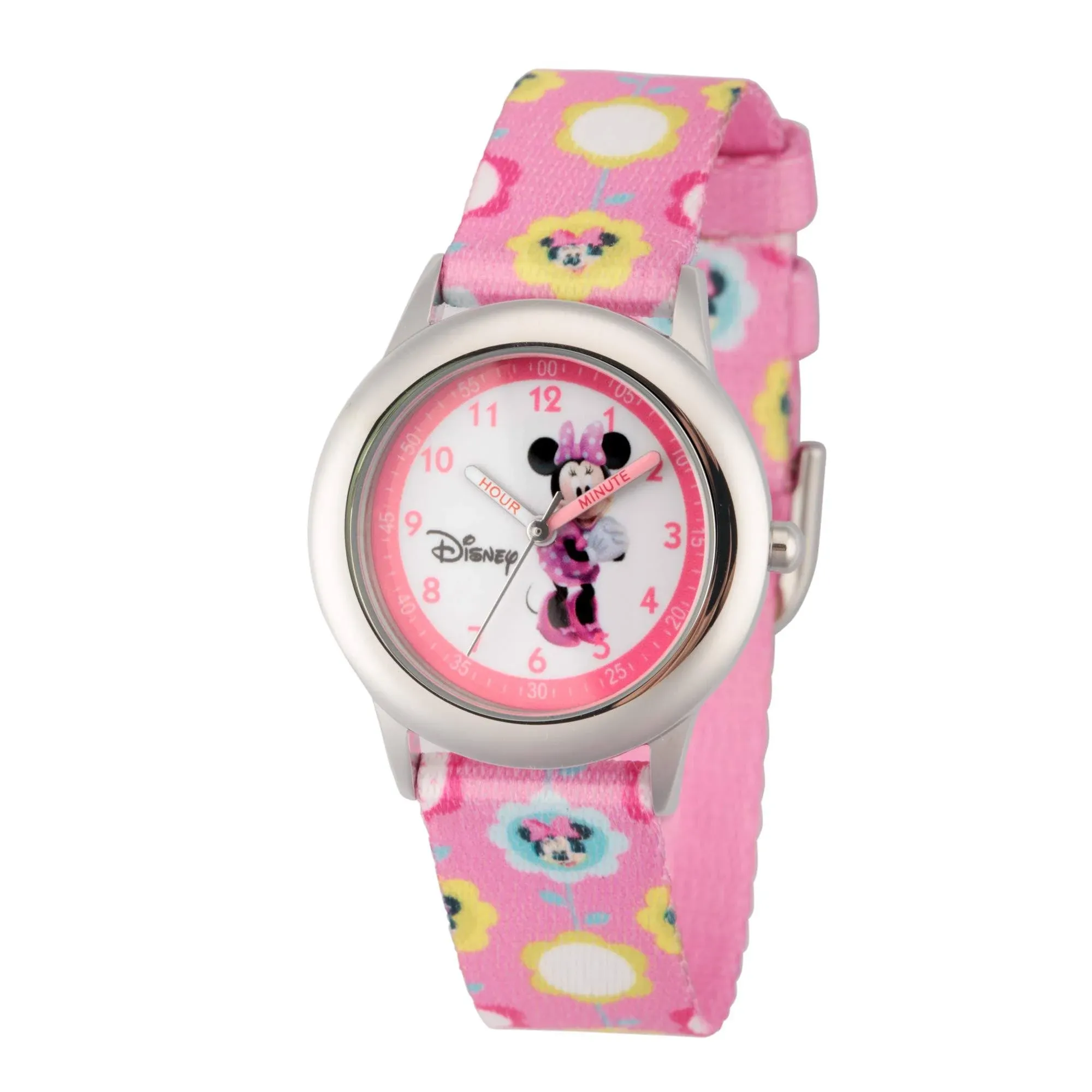 Disney Kids Minnie Mouse Printed Stainless Steel Time Teacher Watch