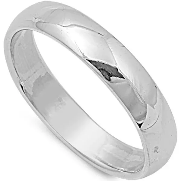 Sterling Silver Plain Comfort Fit Wedding Band Ring