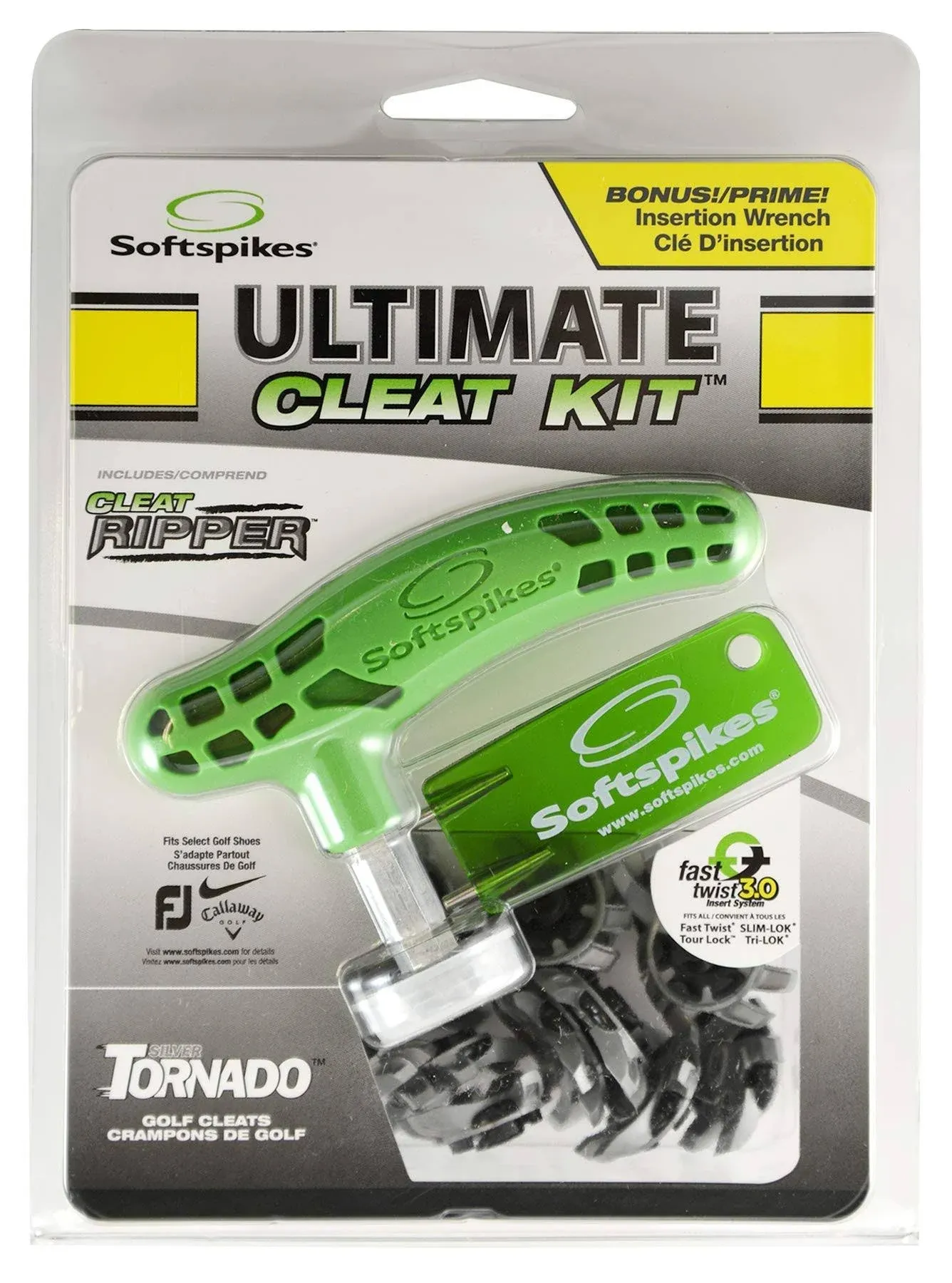 Softspikes Ultimate Cleat Kit w/ 18 Silver Tornado Golf Cleats, Fast Twist 3.0