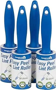Household Essentials Cedar Fresh 90 Lint Rollers with E-Z Peel Sheets, 4-Pack, White, 360 Count