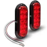 2Pcs Super Bright Red 6 LED 6&#034; Oval Stop Turn Brake Tail Light for Trailer 12V