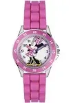 Minnie Mouse Time Teacher Watch for Girls - Analog Time Learning with Easy-to-Read Numbers and Comfortable Silicone Band