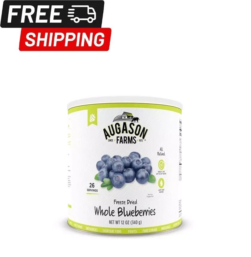 Augason Farms Freeze Dried Whole Blueberries 12 oz No. 10 Can