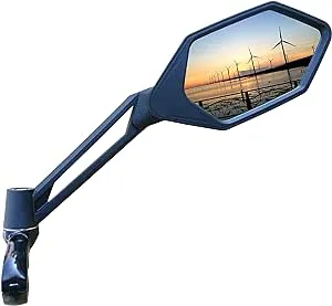 MEACHOW New Scratch Resistant Glass Lens,Handlebar Bike Mirror, Adjustable Safe Rearview Mirror, Bicycle Mirror (Silver Right Side) ME-005RS