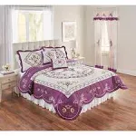 BrylaneHome Ava Oversized Embroidered Cotton Quilt - Twin, Plum