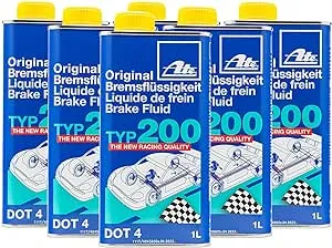 ATE 706202 Original TYP 200 DOT 4 Brake Fluid - 1 Liter, 6 Pack