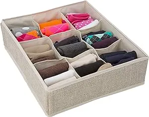 Simplify 9 Compartment Closet Drawer Organizers, Beige