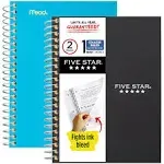 Mead Five Star Spiral Notebooks, 1 Subject, College Ruled Paper, 100 Sheets, 7 x 4-3/8", Personal Size, Colors Selected For You, 2 Pack (73707)