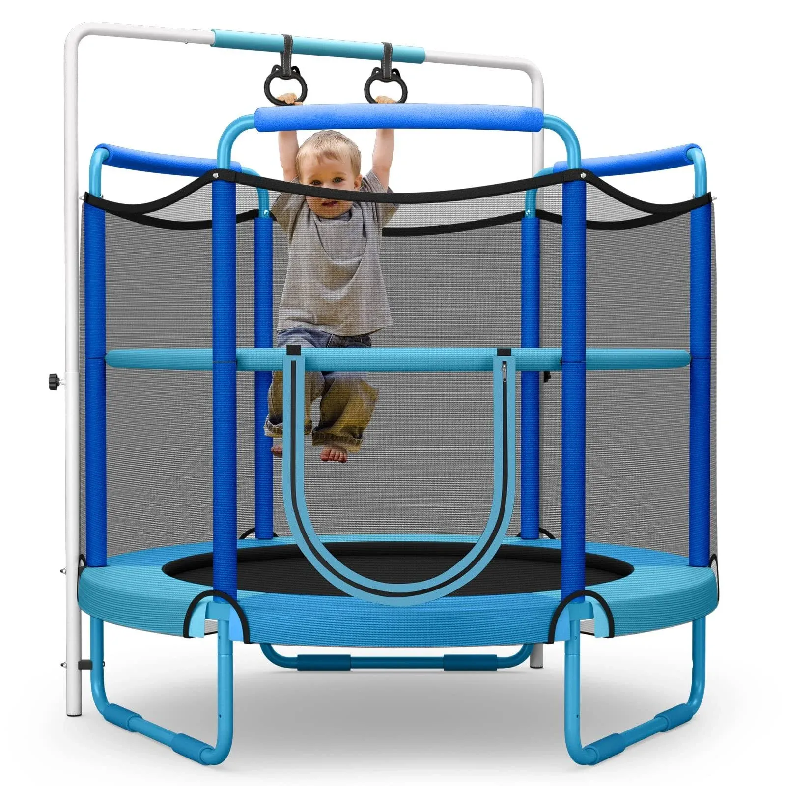 Costway 5 Feet Kids 3-in-1 Game Trampoline with Enclosure Net Spring Pad