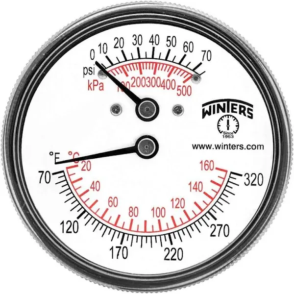 WINTERS Ferguson Tridicator Temperature & Pressure Gauge WT401