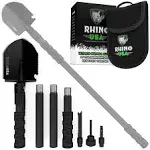 Rhino USA Survival Shovel w/Pick - Heavy Duty Carbon Steel Military Style Entrenching Tool for Off Road, Camping, Gardening, Beach, Digging Dirt, Sand, Mud & Snow. (Survival Shovel)