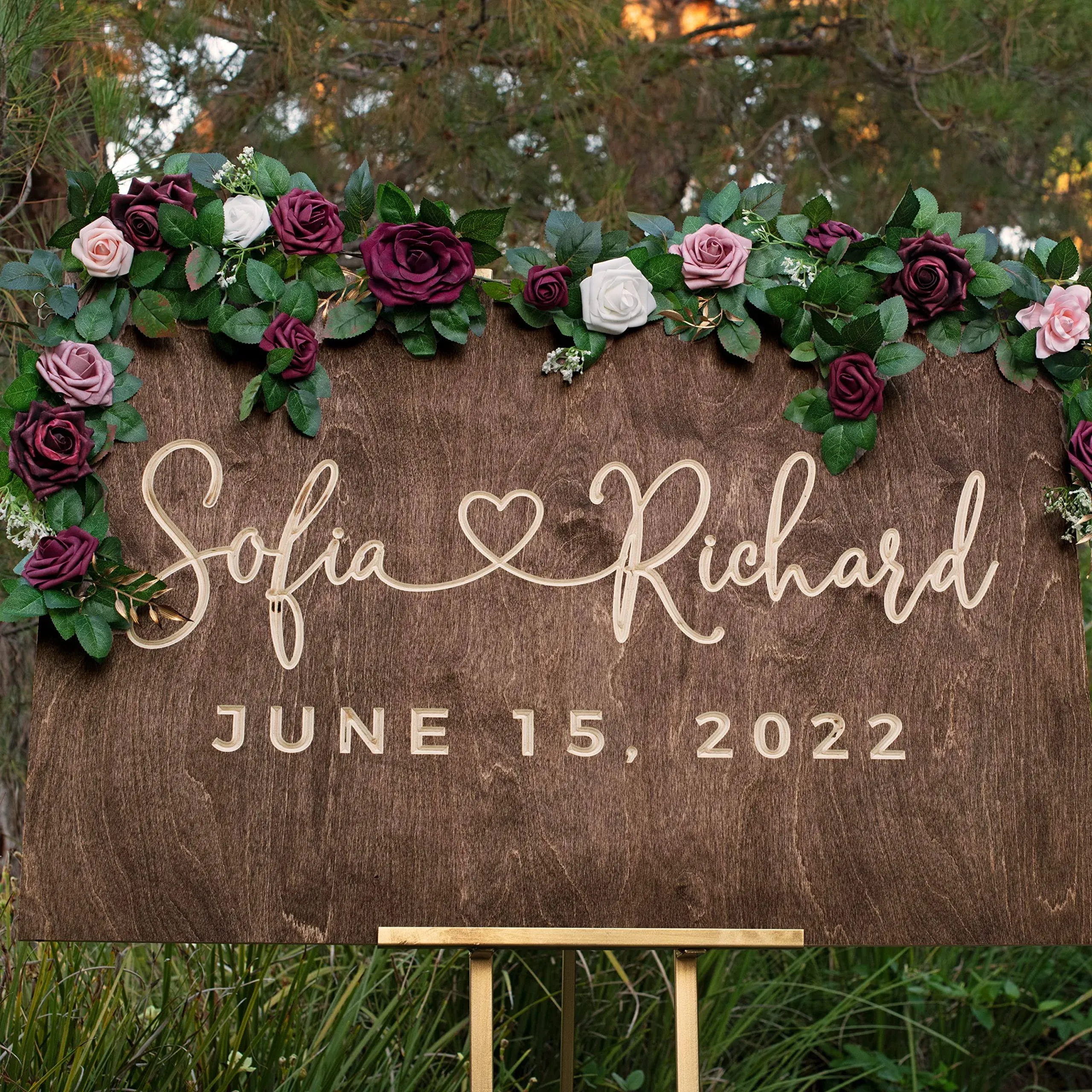 Personalized Wedding Welcome Sign | Custom Wood Sign for Wedding | 2 Optional Shapes, 4 Optional Sizes, 5 Wooden Colors - Wedding Plaque for Welcome Sign, Rustic Wedding Decor - D1