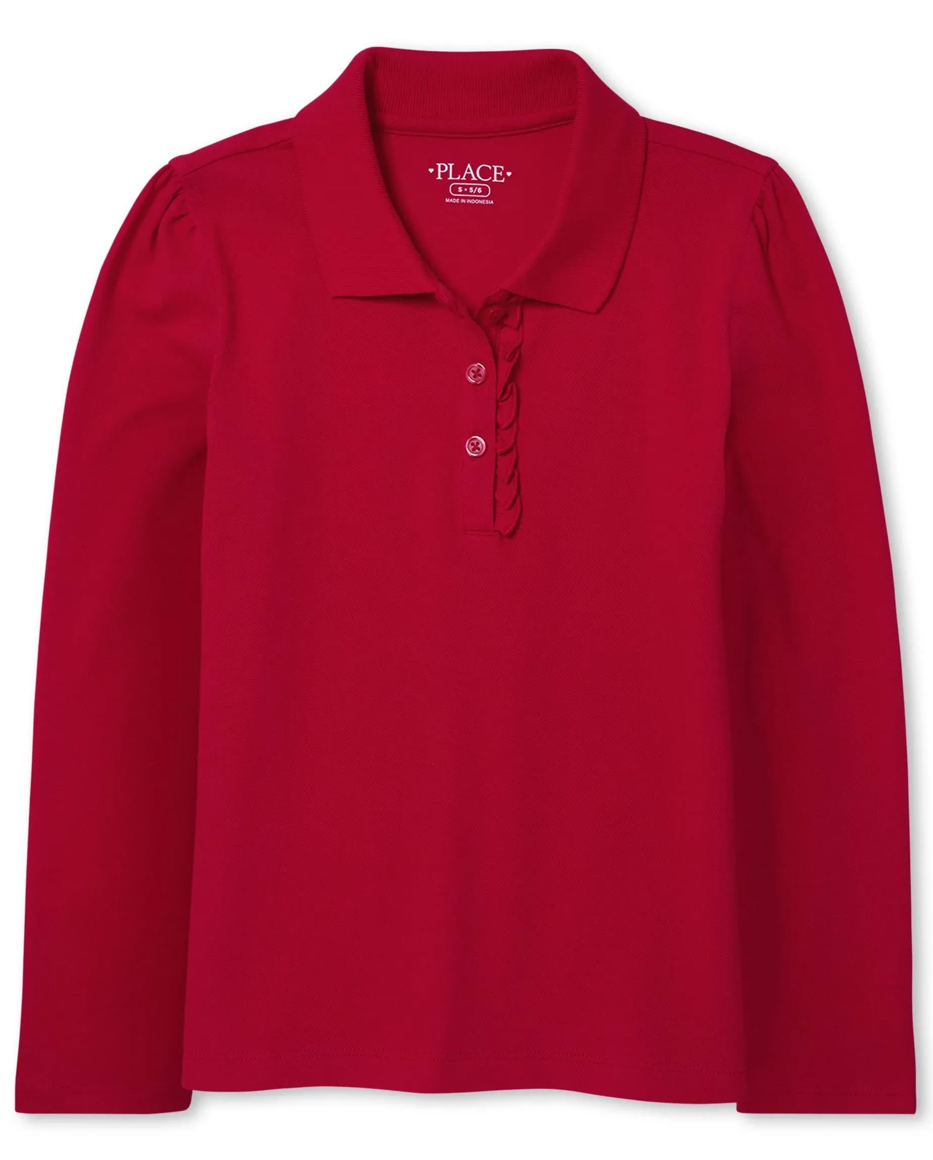 The Children's Place Girls' Long Sleeve Ruffle Pique Polo