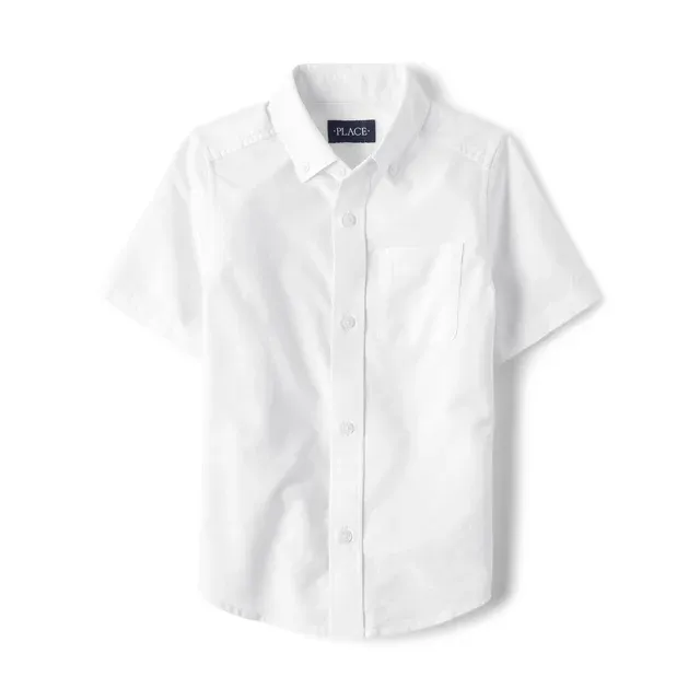 The Children's Place Boys Uniform Short Sleeve Woven Button Up Shirt, Sizes XS-XXL