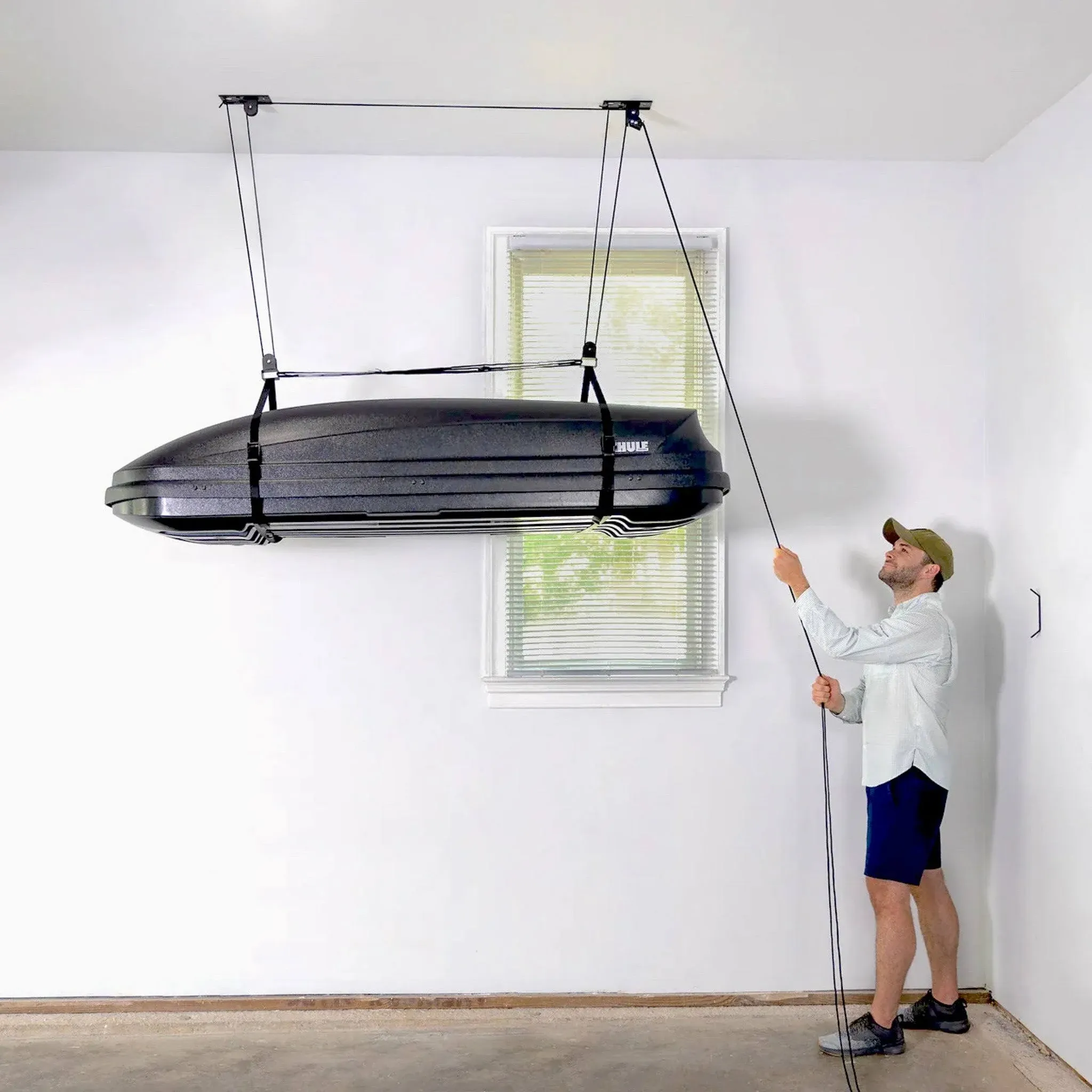 Cargo Box Ceiling Heavy Duty Storage Hoist Rooftop Carrier Garage Holds 150 lbs