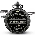 Fathers Day Dad Gifts from Daughter Son, Birthday Gifts for Dad Grandpa Husband Step Dad Personalized Pocket Watch with Chain