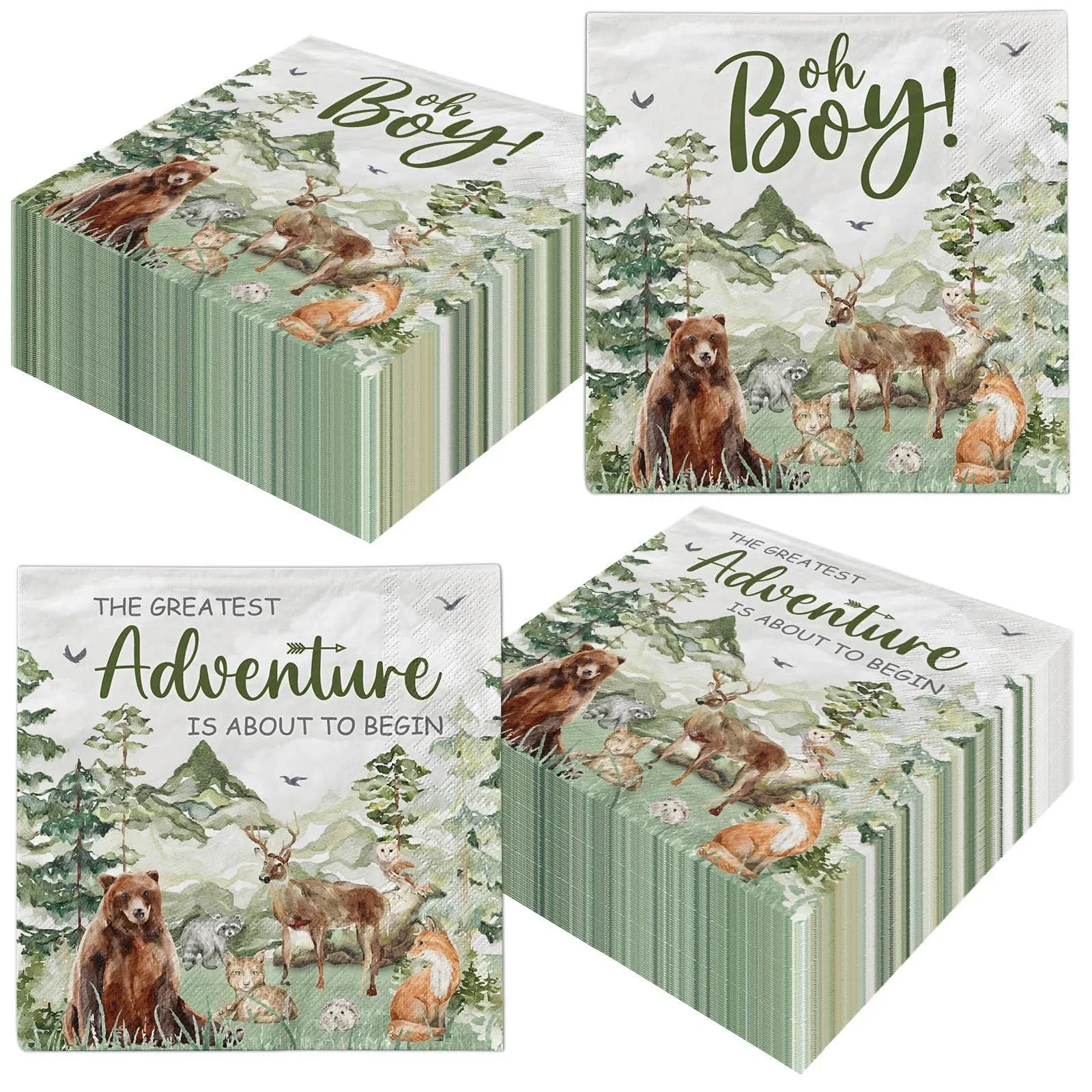 Adventure Baby Shower Napkins,Let The Adventure Begin Supplies 40pcs Oh Boy W...