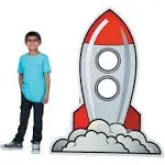 Fun Express Cardboard Rocket Spaceship Stand Up - Almost 5 Feet Tall - Great for The Classroom and VBS - VBS Vacation Bible School Supplies/Decor