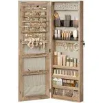 Mirror Jewelry Cabinet Armoire, Toasted Oak