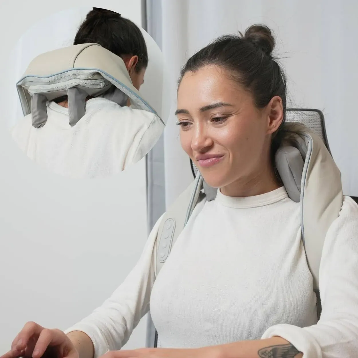 Deep Tissue Shiatsu Neck Massager with Heat for Muscle Tension Relaxation