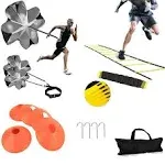 Speed Agility Training Kit-12 Rung 20Ft Agility Ladder, 5 Round Training 