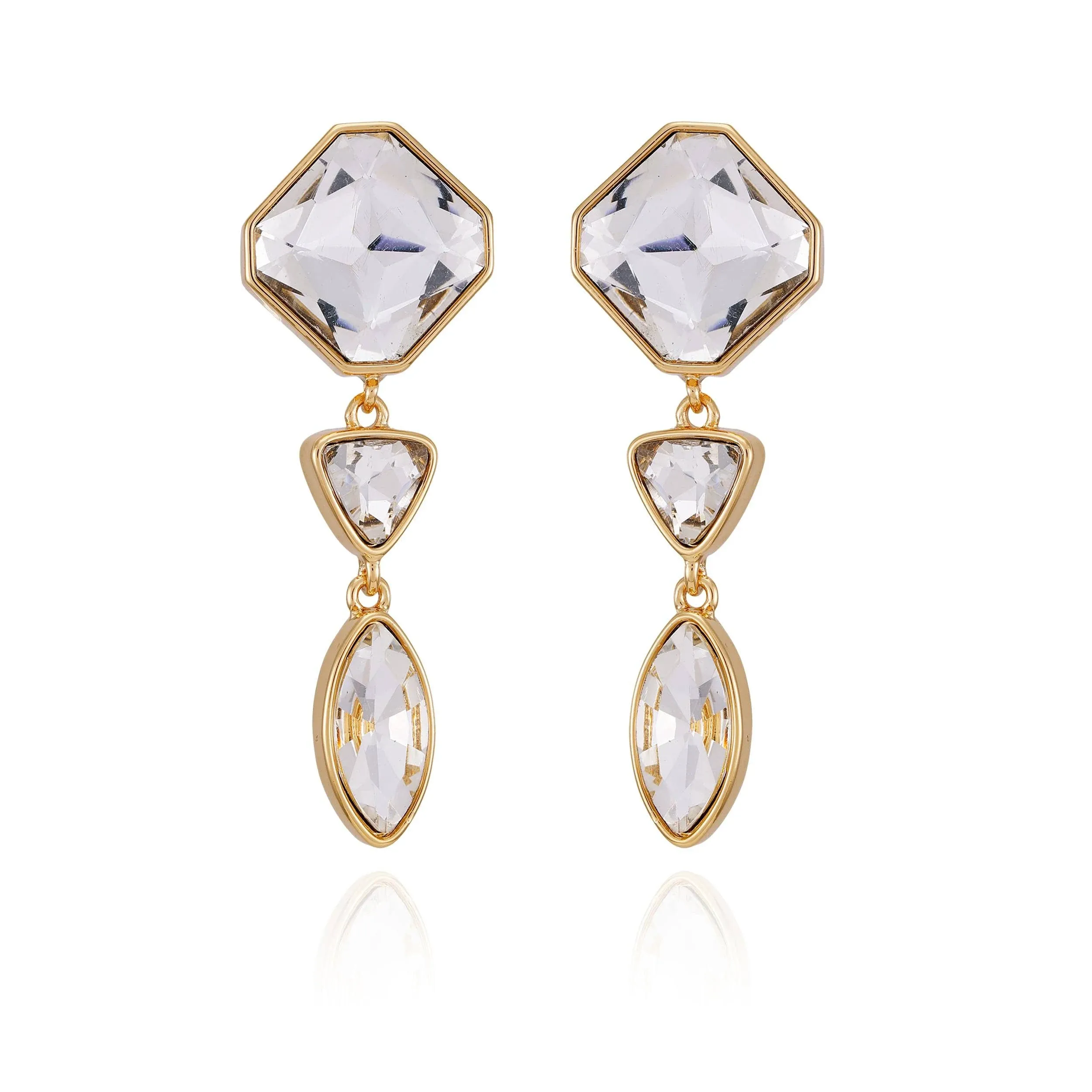 Guess Gold-Tone Crystal Linear Drop Earrings