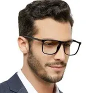 MARE AZZURO Oversized Computer Reading Glasses Men Digital Screen Reader 0 1.0 1.25 1.5 1.75 2.0 2.25 2.5 2.75 3.0 3.5 4.0 5.0 6.0 (Black, 0)