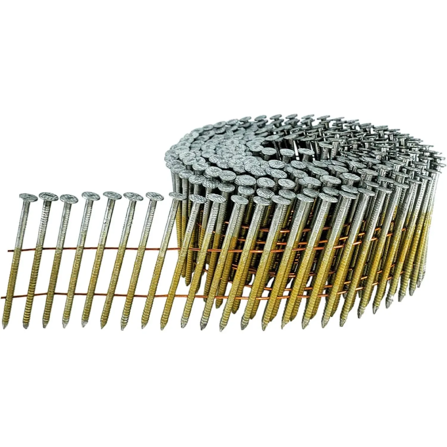 2" x .092"15 Degree Wire Weld Coil - Collated - Siding and Fencing Nails - Hot Galvanized - Vinyl Tip - Ring Shank - Full Box ~3000 nails