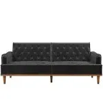 Mr. Kate Stella Vintage Convertible Sofa Bed Futon Dark Gray Velvet