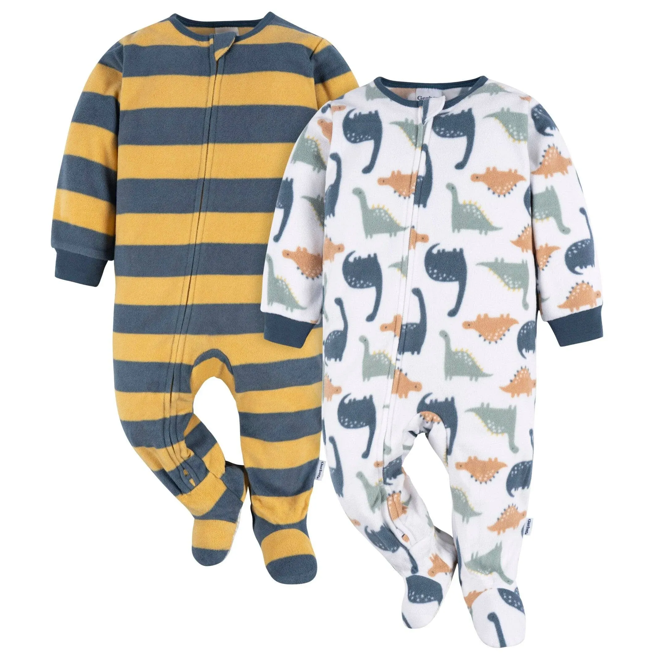 Gerber Baby Boys' Toddler Loose Fit Flame Resistant Fleece Footed Pajamas 2-Pack