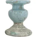 Creative Co-op Large Distressed Blue Terracotta Pillar Candle Holder