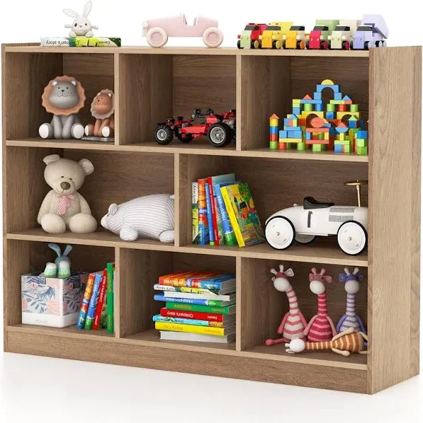 Costzon Kids Toy Organizers and Storage, Wooden 3 Tier Bookshelf with 