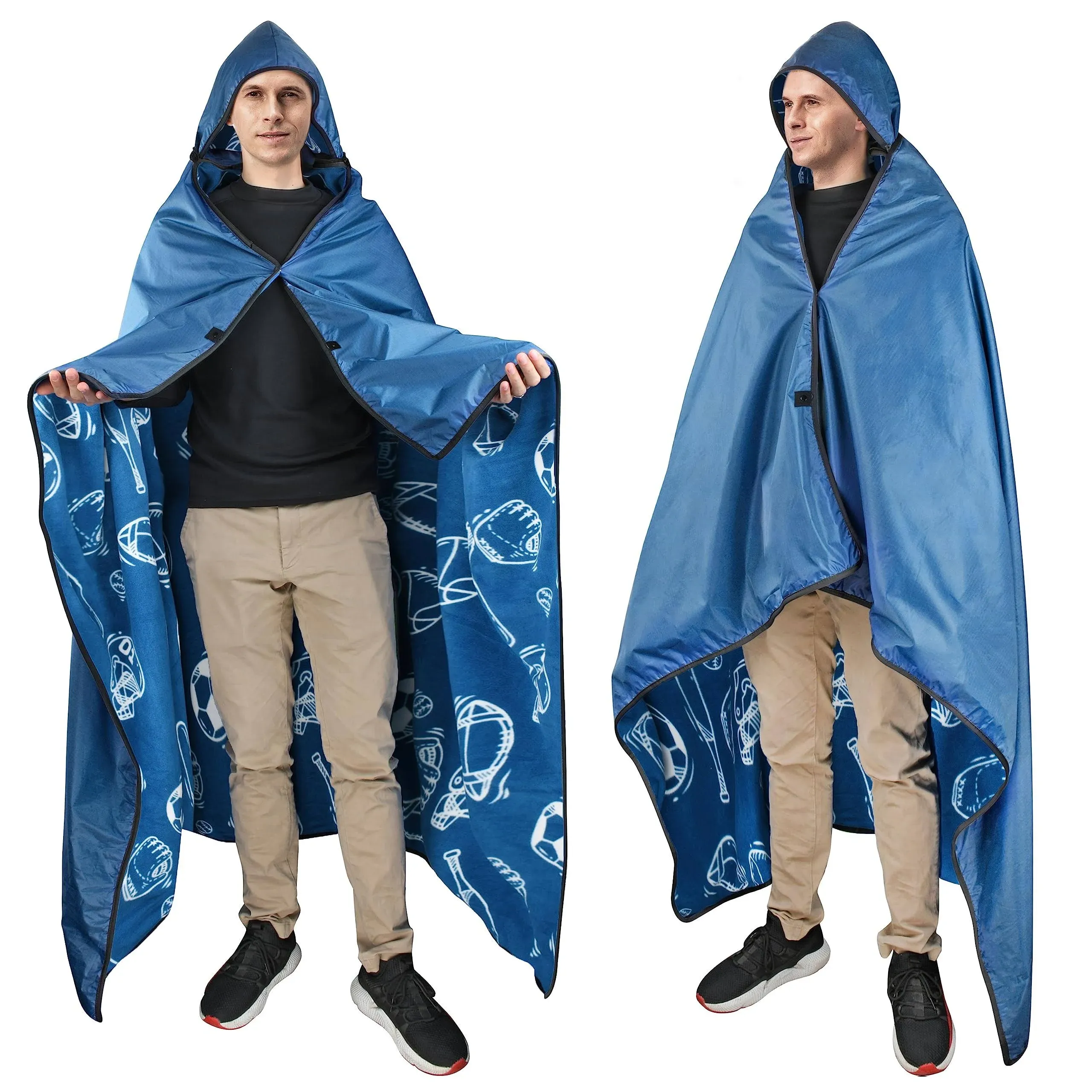 Waterproof Blanket for Outdoor, Hooded Blanket Poncho, Warm for Stadium, Camping  | eBay