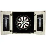 Hathaway Drifter Bristle Dartboard Cabinet Set - Rustic Gray Driftwood