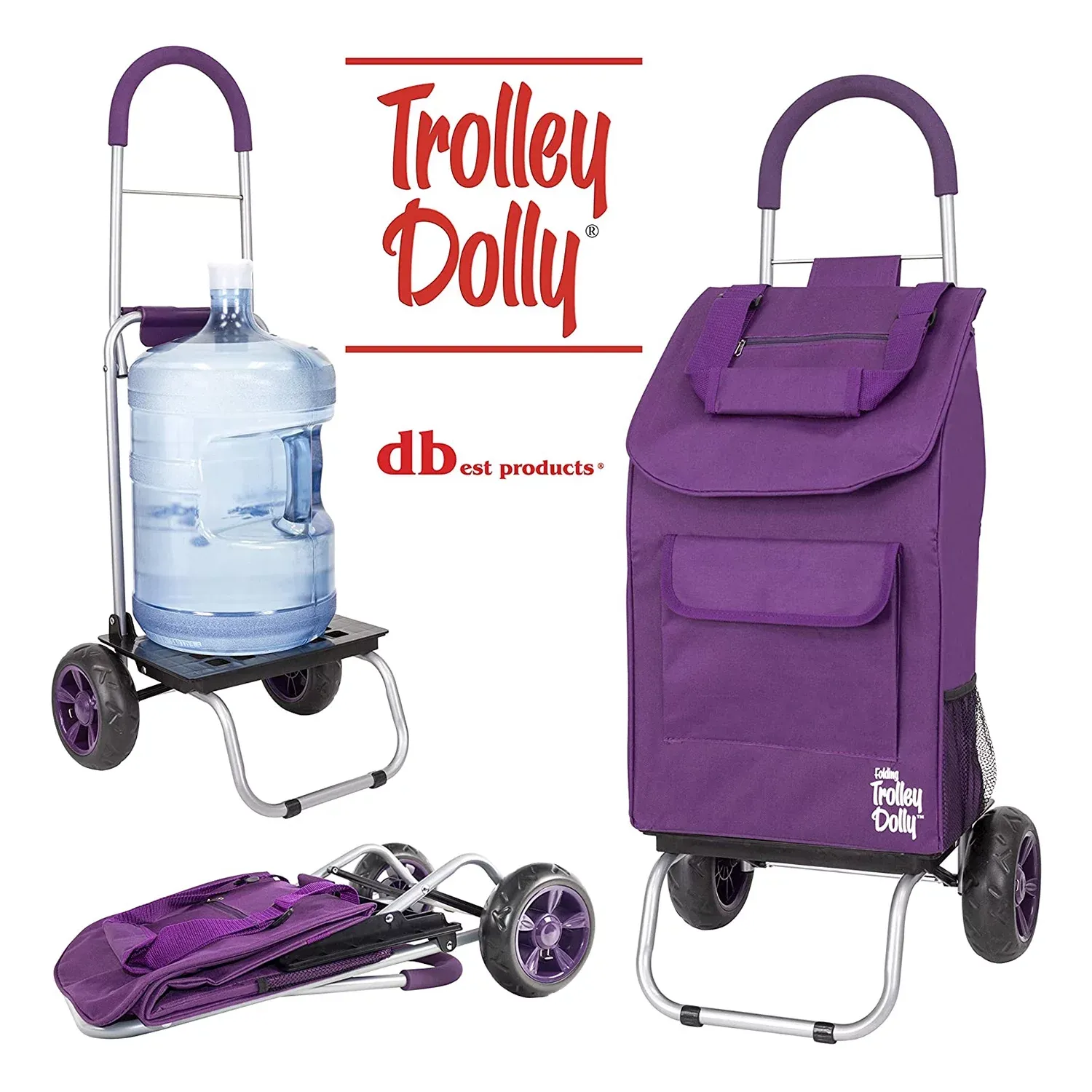 Trolley Dolly, Purple Shopping Grocery Foldable Cart