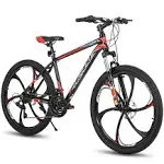 HILAND 26 inch 21 Speed Aluminum Alloy Suspension Fork Bicycle Double Disc Brake Mountain Bike and Free Gift Fenders