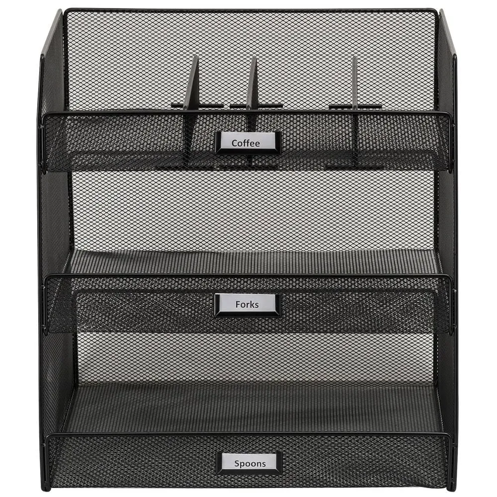 Safco Products 3293BL Onyx Mesh Break Room Supplies Organizer, Black