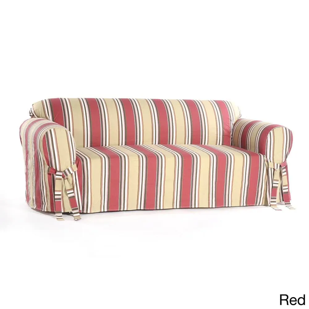 Classic Slipcovers Stripe Duck Sofa Slipcover - Blue