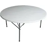 Plastic Development Group 4' Fold in Half Round Folding Banquet Table - White